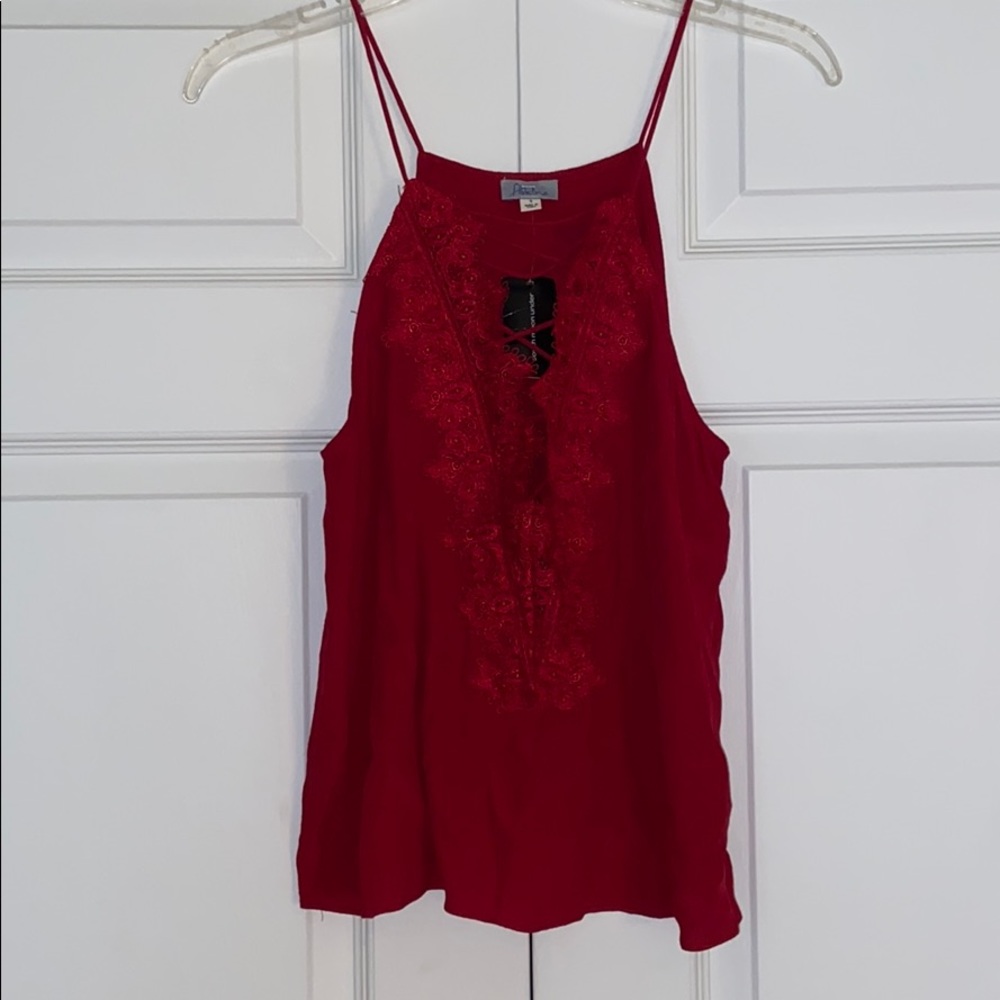 NWT Red Abbeline Lace Up Top Size Small